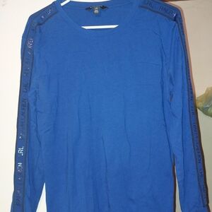 Ralph Lauren Cobalt Blue Long-Sleeve Crewneck with Branded Sleeve Tape